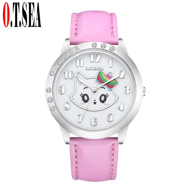 Fashion O.T.SEA Brand Cute Cat Candy Leather Watches Children Girl Women Crystal Fashion O.T.SEA Brand Cute Cat Candy Leather Watches Children Girl Women Crystal