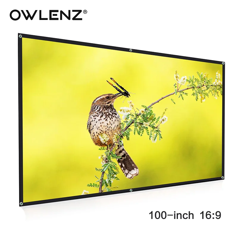 OWLENZ 100 inch 169 Simple Wrap Fabric Roll Up Projection Screen 100