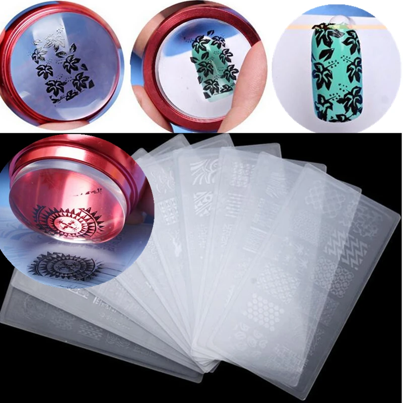 

3pcs/Set Nail Art 3.5cm Jelly Stamper Stamping Silicone With Cap + Scraper + Plate Template Polish Image Transfer Manicure Tools