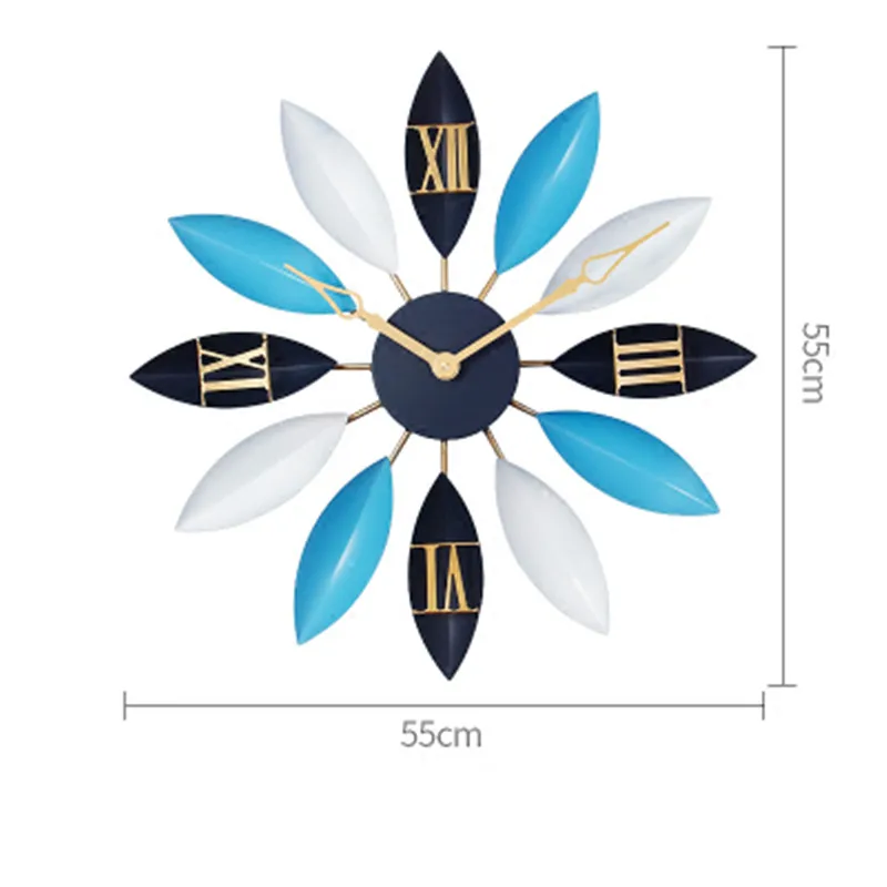 Скандинавские электронные часы римские цифры настенные часы детская спальня Средиземноморский Прованс тишина лодка лист настенные часы x2117 - Цвет: Синий