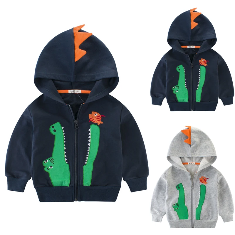

CYSINCOS Autumn Boys Jacket Coat Hooded Design Zipper-up Children Coat Crocodile Cartoon Baby Boys Outerwear Jacket