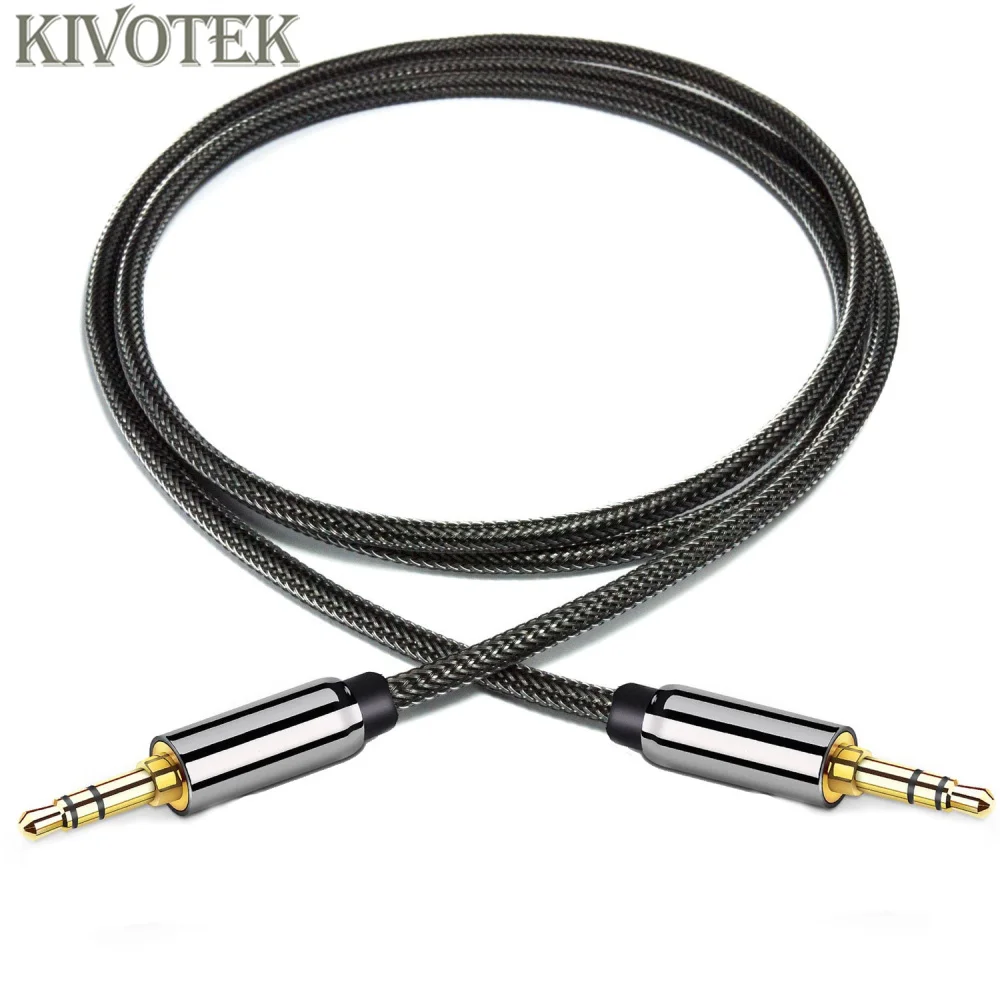 KIVOTEK 3 5mm Jack Audio Cable Gold Plated 3 5 mm Male to M Cloth audio Aux cable For Phone Car Headphone Beats Speaker