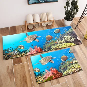 

Ocean Turtle Crystal Velvet Area Rug And Carpet For Baby Home Living Room Underwater Toilet Bedroom kitchen Door Floor Bath Mats