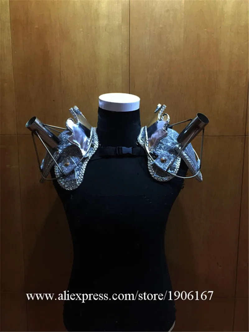  Silver dance bar shoulder wears Singer cold fireworks clothing party dj disco ballroom mirror led light costumes supplies10