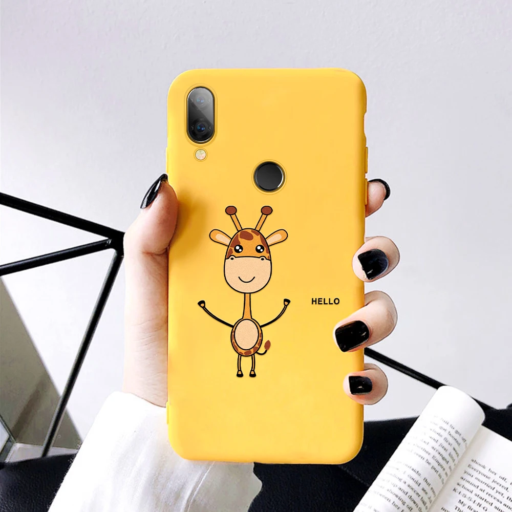 Чехол для телефона с рисунком для Xiaomi Redmi Note 7 5 6 Pro, чехол с милым жирафом и кроликом желтого цвета, мягкий чехол из ТПУ для Xiomi Note7 Pro Note 7Pro