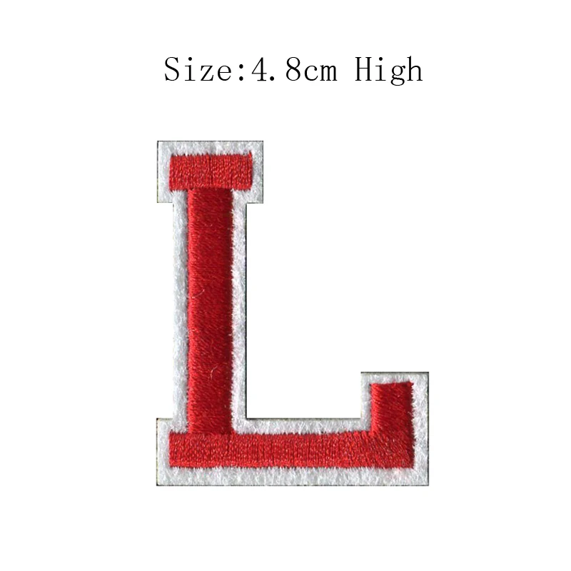 1 шт., A-Z, белые и красные английские алфавитные буквы, Смешанные Вышитые нашивки, нашивки для одежды, сумки, штаны(высота 48 мм - Цвет: L bagde