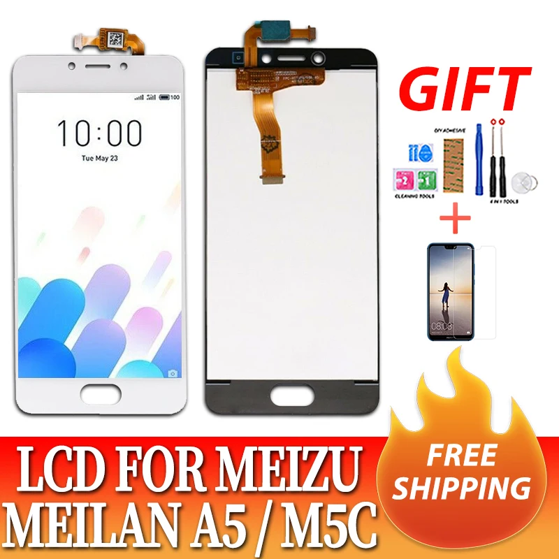 

5.0''lcds Replacement For Meizu Meilan M5C 5C A5 M710H LCD Display with Touch Screen Sensor Digitizer Assembly Black White