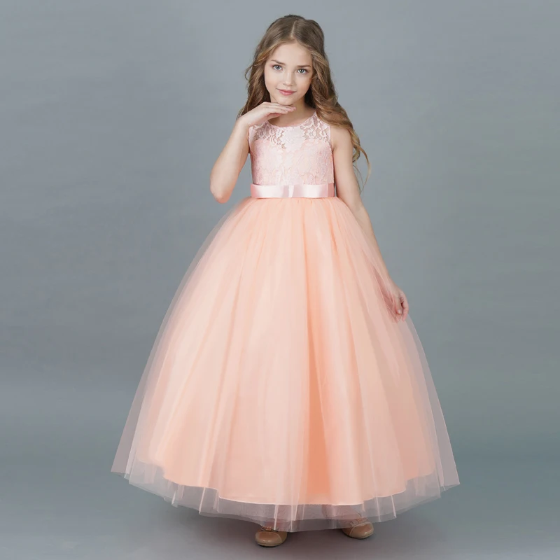 

Summer Baby Girl Kids Dresses Lace Teenage Girl Wedding Ceremony Gown Long Girl Dress Princess Party Formal Dress Girls Clothes