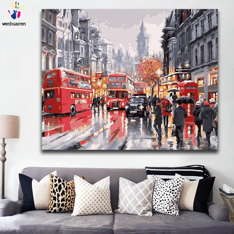 

DIY colorings pictures by numbers with colors Paris street view the view of the city picture drawing painting by numbers framed