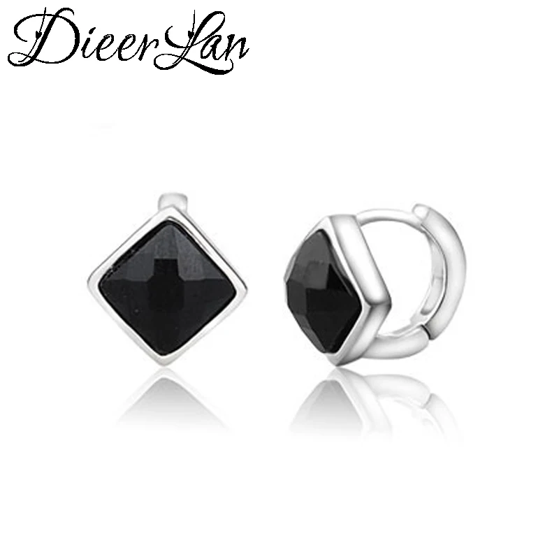 

2017 new design black 925 sterling silver heart stud earrings jewelry for women