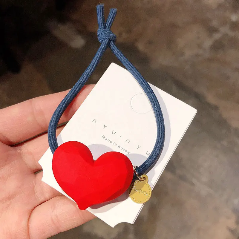 Ruoshui Heart Scrunchies For Woman Girls Hair Ties Sweet Lovely Hair Accessories Elastic Hairband Ornament Hair Gum Girl Holders