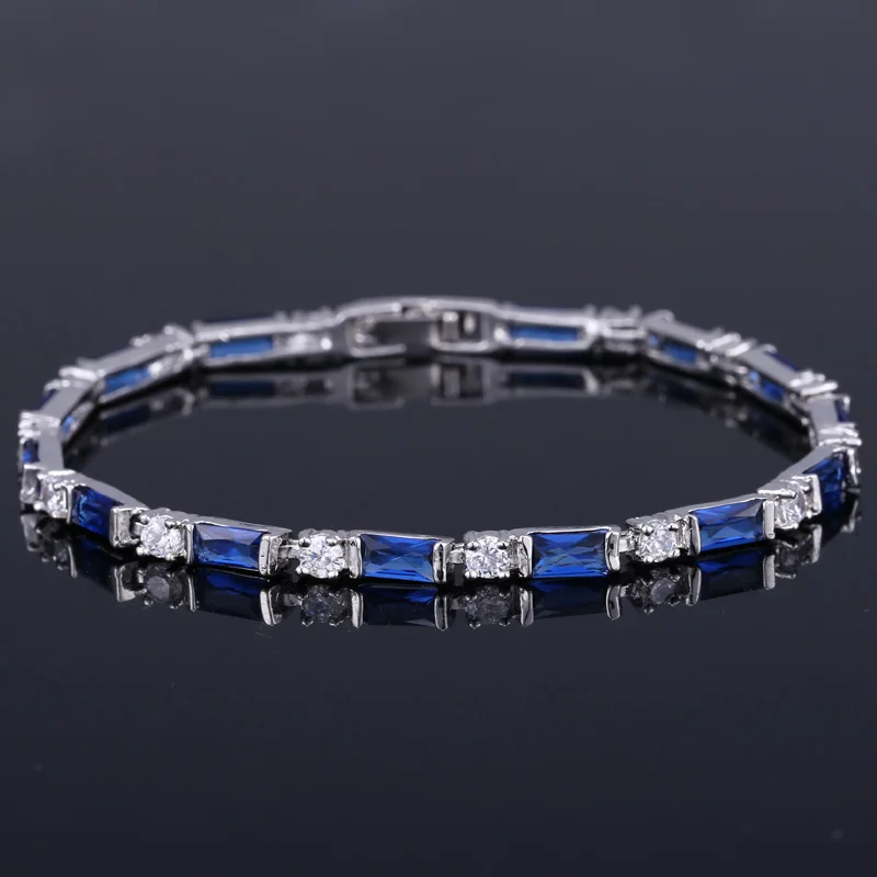 Pera Romantic Bridal Wedding Charm Bracelet Purple And White Big Square Shape Cubic Zirconia For Women Party Jewelry Gift B060