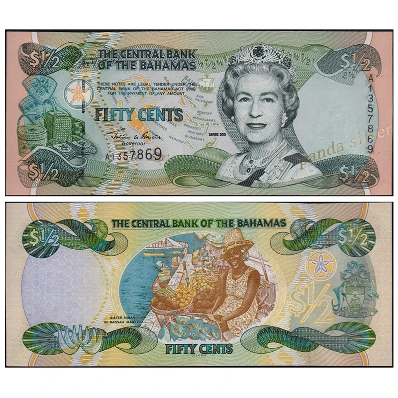 

Bahamas 1/2 0.5 Dollar 2001 P-68 note original UNC