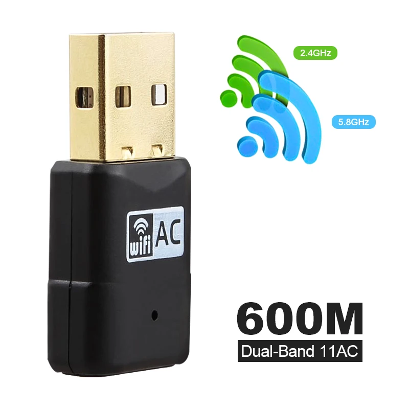 

Wifi Adapter Wireless USB 600Mbps AC600 Dual Band 2.4GHz 5GHz WiFi Antenna Network Card Receiver 802.11b/n/g/ac PC Mini Computer