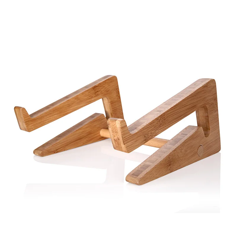 Increase Height Cooling Bamboo Laptop PC Stand for Macbook Air Pro Retina Vertical Base Bracket for