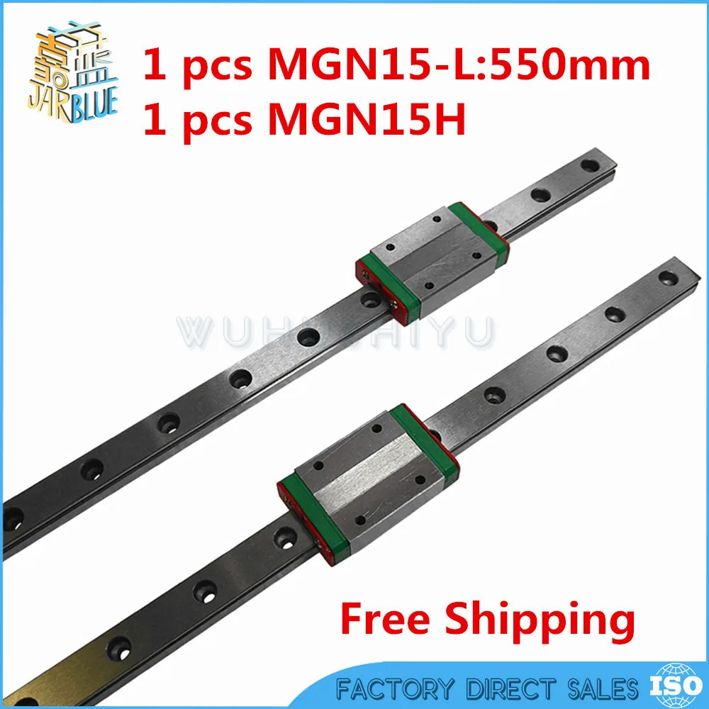 

Free shipping 15mm Linear Guide MGN15 550mm linear rail way + MGN15H Long linear carriage for CNC X Y Z Axis