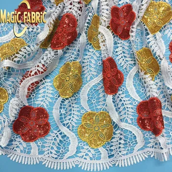 

New arrival guipure cord lace fabric with sequins, nice looking African cord lace cloth for wedding party dress PLS05