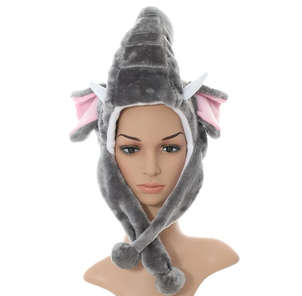 

DOUBCHOW Gray Elephant Cute Plush Earflap Animal Hat for Kids Boys Girls Teenagers Adults Winter Warm Beanie Cap Kawaii 2016
