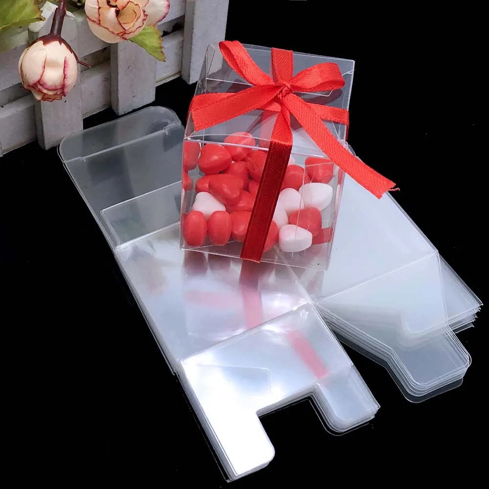 

25 Pieces square PVC Birthday Gift Box Wedding Favor Holder Chocolate Candy Boxes Chocolate Boxes 5x5x5cm paquete de rega