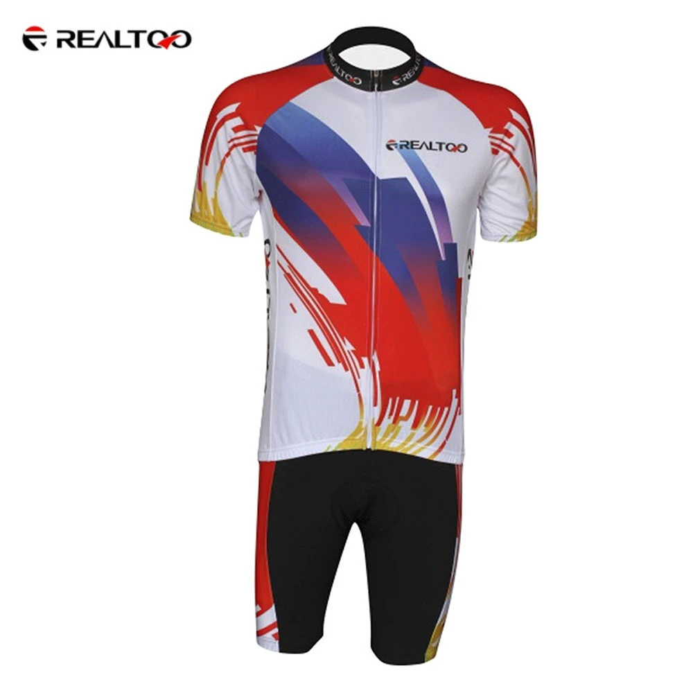 ФОТО REALTOO Breathable Cycling Reflective shirt shorts Bicycle Suit elastic quick dry comfortable men women night cycling suits
