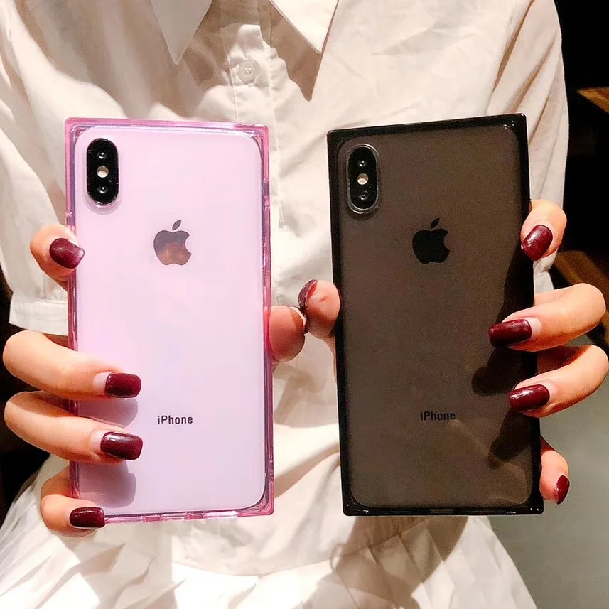 

Square Phone Case For iPhone X 6 6S 7 8 XS Max XR Plus 7Plus 8Plus Cases Silicone Tpu Soft Clear Capa Transparent Cover Coque
