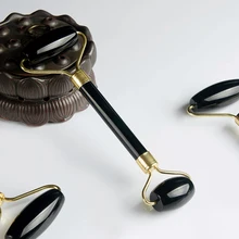 Obsidian Facial Massage Roller Double Head Jade Roller Slimming Anti Wrinkle Cellulite Face Beauty Natural Stone Tool Obsidian Facial Massage Roller Double Head Jade Roller Slimming Anti Wrinkle Cellulite Face Beauty Natural Stone Tool