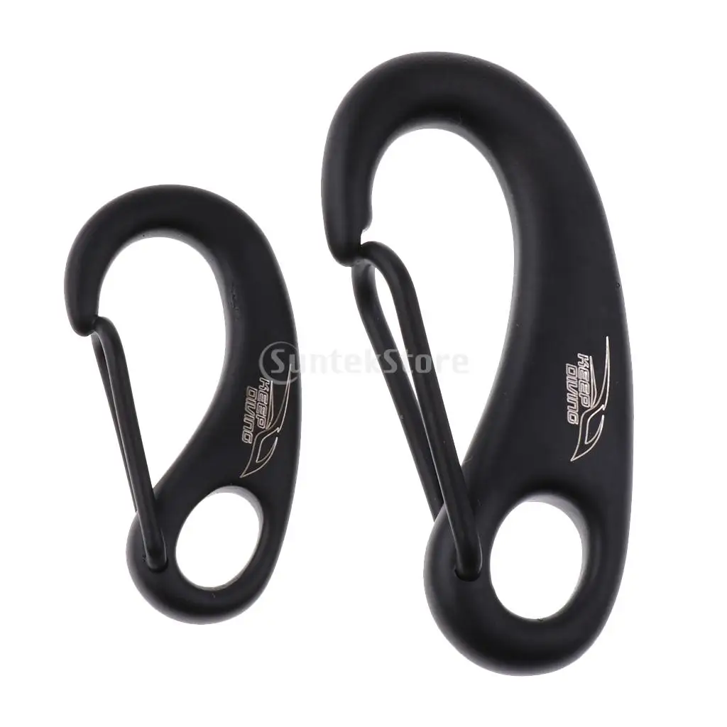 Scuba Diving 50mm 70mm 316 Stainless Steel Egg Shape Quick Link Carabiner Snap Hook Buckle Black Metal Clip