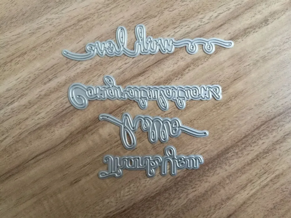

4pcs Metal wish words Cutting Dies Stencils for DIY Scrapbooking photo album Decorative Embossing DIY Paper Cards thank you