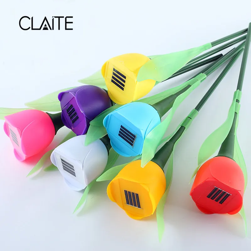 

Claite Outdoor Solar Power LED Lawn Colorful Tulip Flowers Lamp Light for Yard Garden Lawn Pathway Landscape Decoration