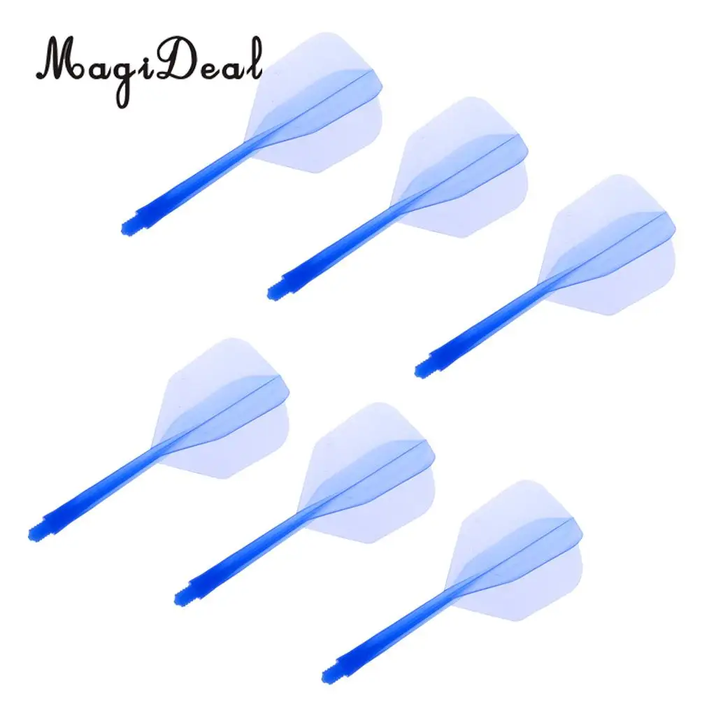 MagiDeal High Quality 12x Transparent 2BA Thread Dart Shafts & Dart Flights Connection Red & Blue