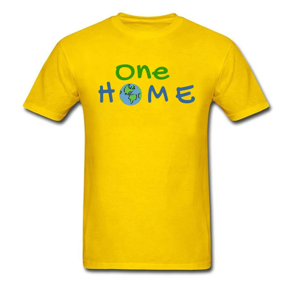 One Home Environmental Message Men Funny Tops Shirts Crewneck Thanksgiving Day Pure Cotton T Shirt Family Short Sleeve T Shirt One Home Environmental Message yellow