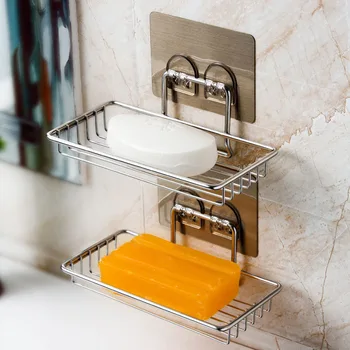 

Multifunction Stainless Steel Metal Soap Box Organizer Creative Modern Kitchen Bathroom Sundries Toiletries Storage Rack