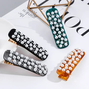 

Pearl Hair Clips Geometric Duckbill Hairpins Square Barrettes Girls Hairgrips Hair Accessories