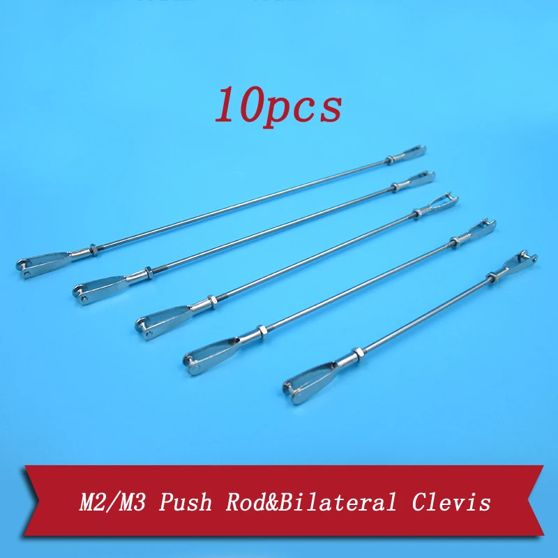 

10pcs M2/M3 Stainless Steel Push Rod+Bilateral Clevis&Coupler Steering Chuck Servo Linkage Connecting Rod for RC Boat Parts