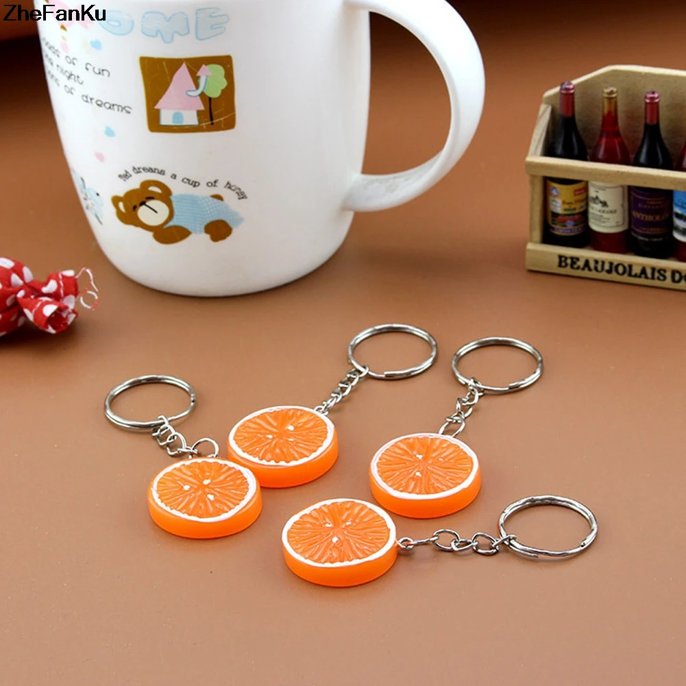 

1 Pc! Fruit Keyring Orange & Lemon Charm Pendant Keychain for Purse Bag Car Party Wedding Gift Collection