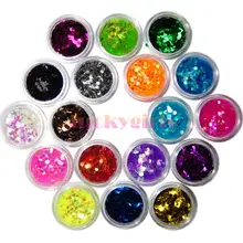18 цветов 2 мм шестигранные блестки для ногтей искусство акриловый 3D наконечник украшения порошок