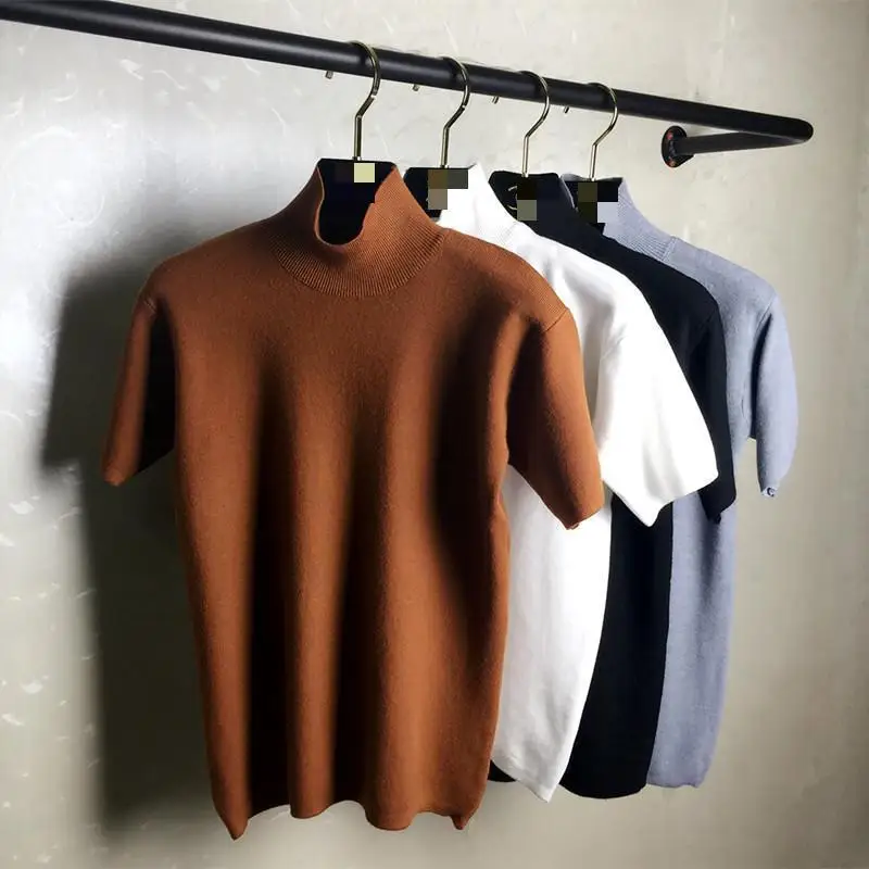 

2019 Spring New Korean Style Short Sleeve Turtle Neck Loose Thick Knit Bottoming Sweater Pullover Feminino Free Shipping
