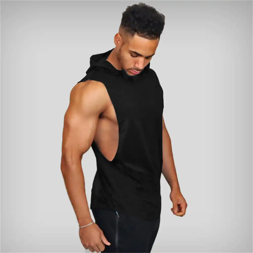 running fitness men summer new fashion solid sleeveless fitt