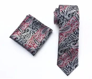 

8cm Designer Woven Necktie Set Unique Paisley Floral Ties with Hanky for Men Gift