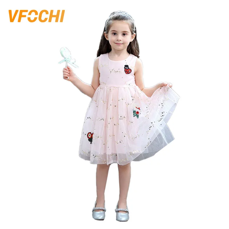 

VFOCHI 2019 Girl Princess Dresses Summer Cute Girls Clothes Sleeveless Lace Baby Kids Dresses For Girls 2-10Y Girl tutu Dresses