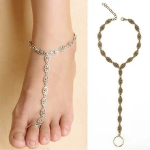 Women Retro Hollow Flower Toe Ankle Chain Sandal Bracelet Anklet Foot Jewelry 74KS
