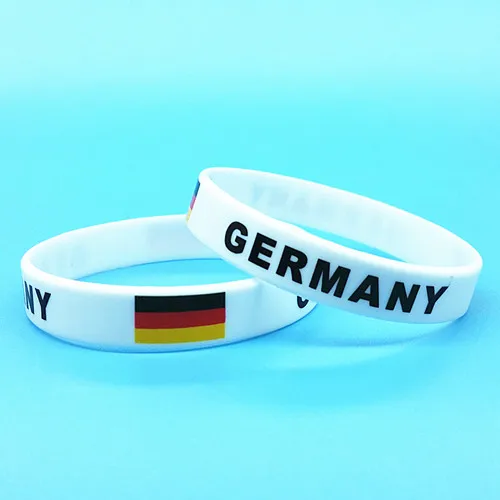 2 шт силиконовый логотип флага страны ID Браслет World Sports Fans браслет эластичные резиновые браслеты игры болельщик подарки браслеты - Окраска металла: Germany