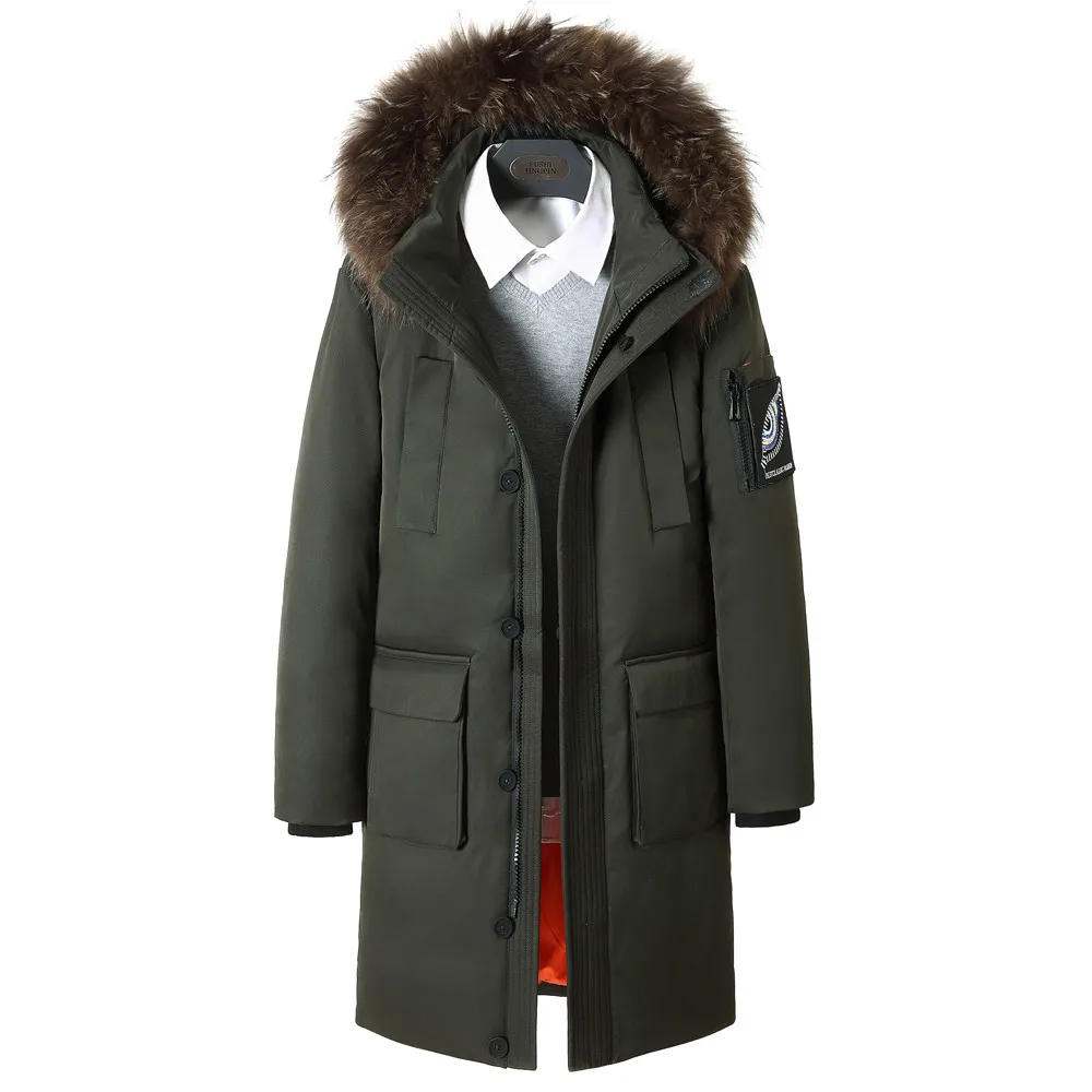 Army Green 807 HALACOOD, новинка, модный мужской пуховик, зимний, толстый, теплый, пуховик, пальто, с капюшоном, для мужчин, с меховым воротником, пальто, с карманами, мужская одежда - Цвет: Army Green 807
