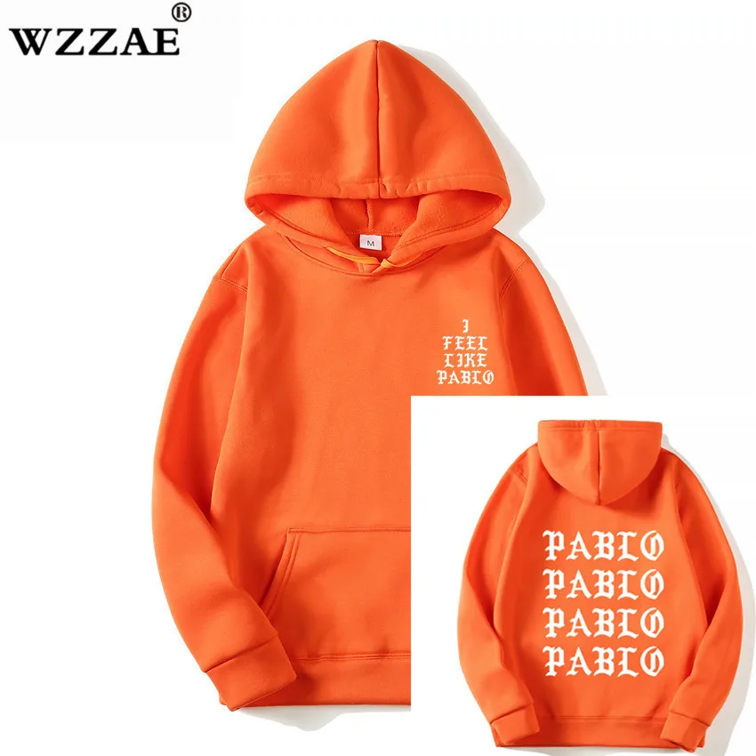 I Feel Like Paul Pablo Kanye West, мужские толстовки с капюшоном, толстовки в стиле хип-хоп, уличная толстовка с капюшоном Pablo, худи - Цвет: Orange 1
