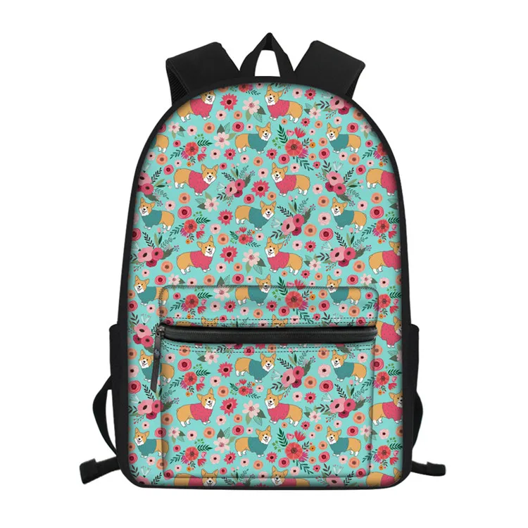 Школьный рюкзак с принтом собаки корги для подростков, мальчиков и девочек, милый рюкзак для начальной школы, черный рюкзак Mochila Escolar - Цвет: Z2557Z58