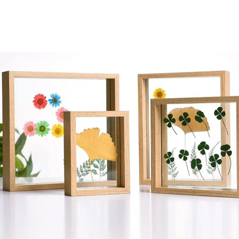 DIY Marco de vidrio creativo dos de planta de flor espécimen de corte de papel foto Marco de escritorio decoración para el hogar