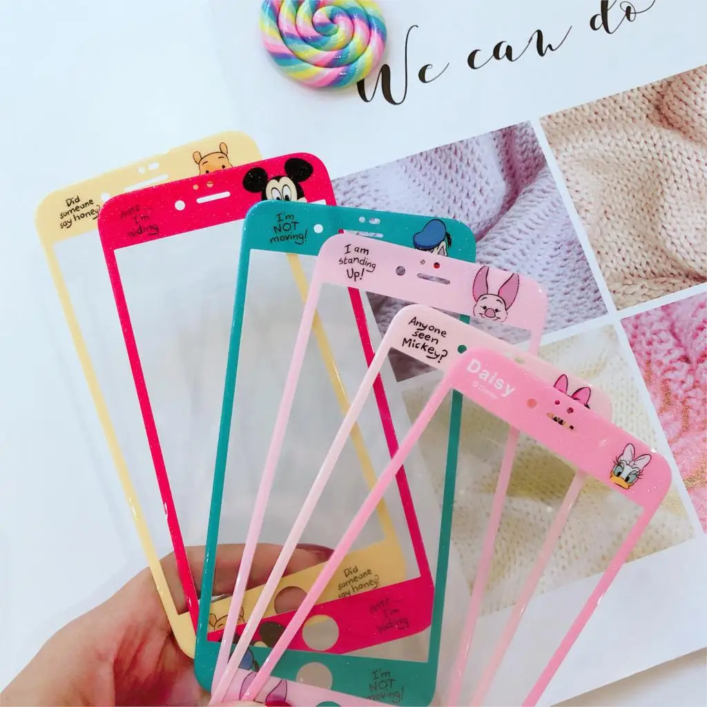 

Cartoon Pattern Tempered Glass Screen Protector for iPhone 7 8 6 6s Plus 3D Full Cover