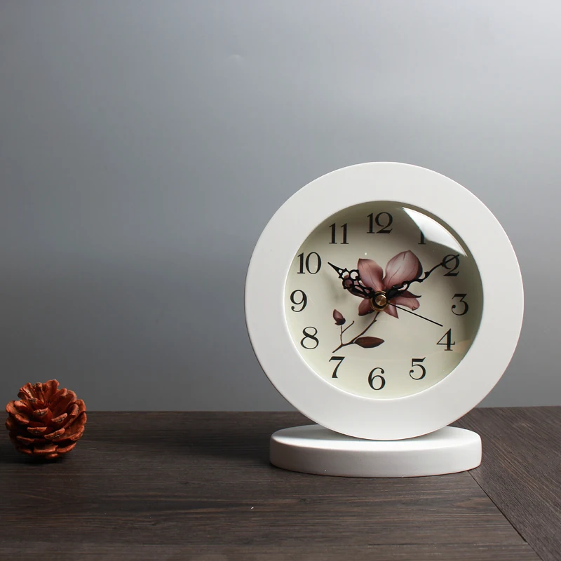 6 дюймов белые классические деревянные бесшумные настольные часы Ретро креативные художественные настольные часы домашний декор