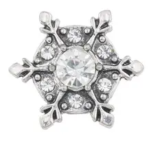 XH6072 Рождественские снежинки металлические кнопки для оснастки ювелирных изделий(подходят 18 мм 20 мм защелки