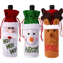 High Quality 1Pc Sequin Santa Snowman Skin Design Christmas Wine Bottle Covers Bag Christmas Gift Bags Christmas Decor Supplies